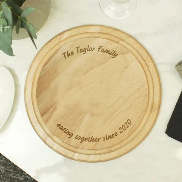 Round Chopping Board Personalised - Natural, Wood image