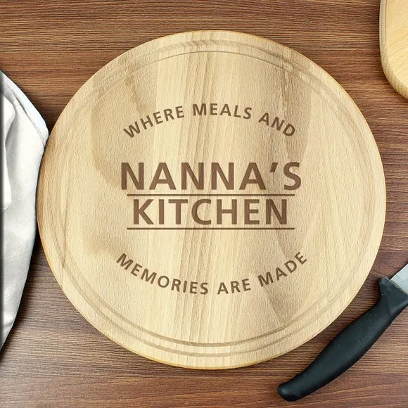 Round Chopping Board with Personalisation - Natural Wood