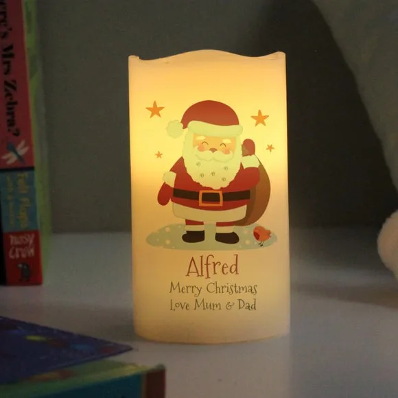 Santa LED Candle with Personalisation - Cream