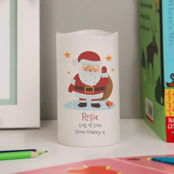 Santa LED Candle with Personalisation - Cream