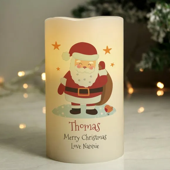 Santa LED Candle with Personalisation - Cream image