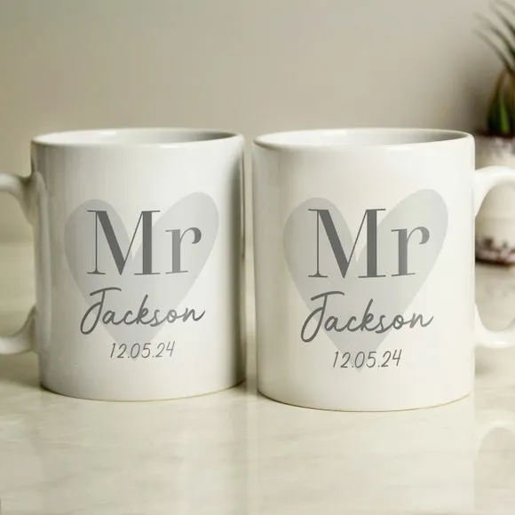 Set of 2 Personalised Mugs - White, Ceramic