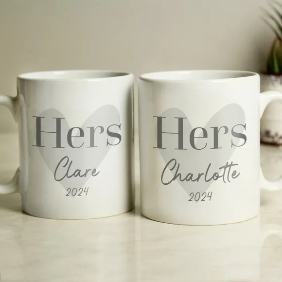 Set of 2 Personalised Mugs - White, Ceramic