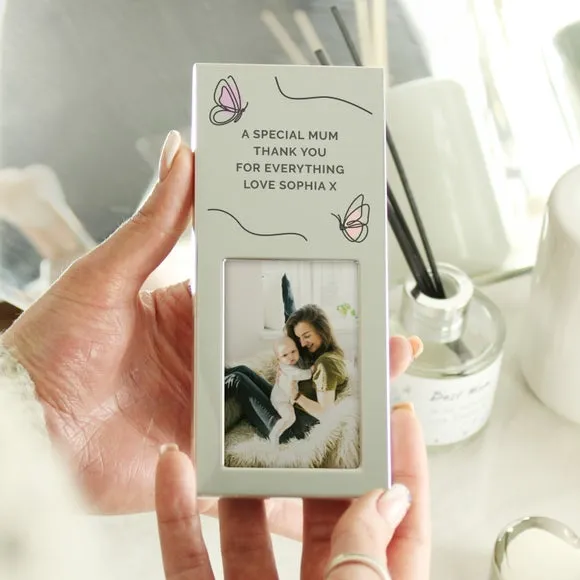 Small Butterfly Photo Frame - Silver, Aluminium