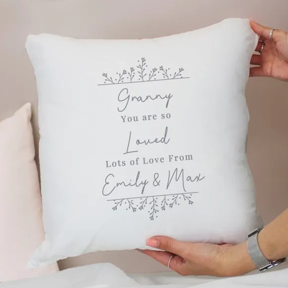 Square Cushion Personalised - Grey, Polyester