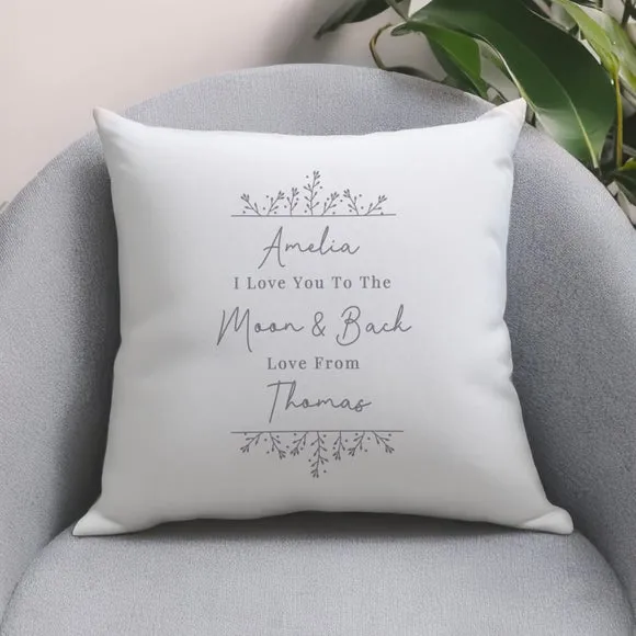 Square Cushion Personalised - Grey, Polyester