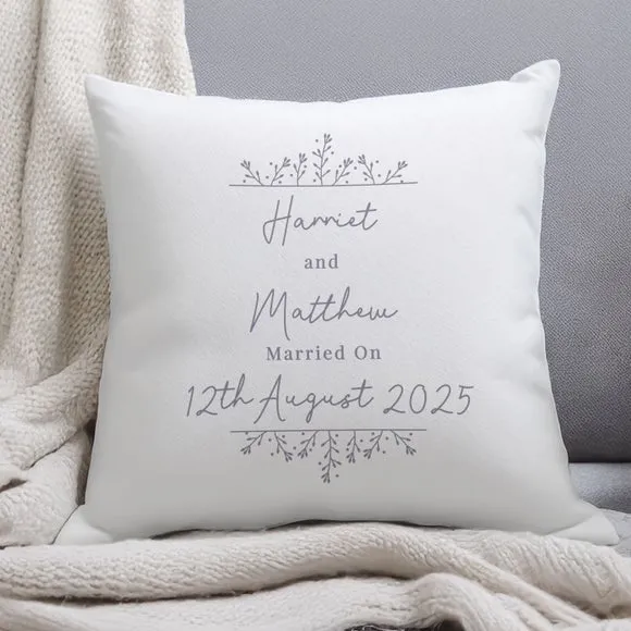 Square Cushion Personalised - Grey, Polyester