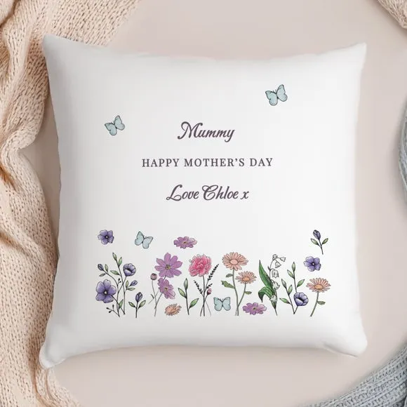 Square Cushion Personalised - White, Polyester