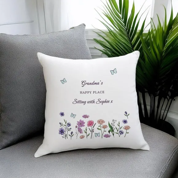Square Cushion Personalised - White, Polyester