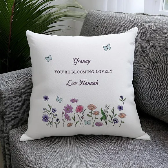 Square Cushion Personalised - White, Polyester