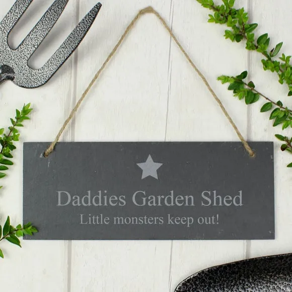 Star Motif Hanging Plaque - Grey, Slate