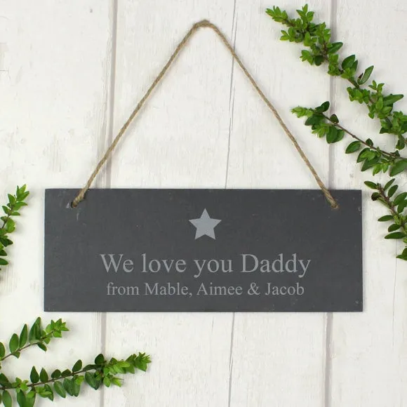 Star Motif Hanging Plaque - Grey, Slate image