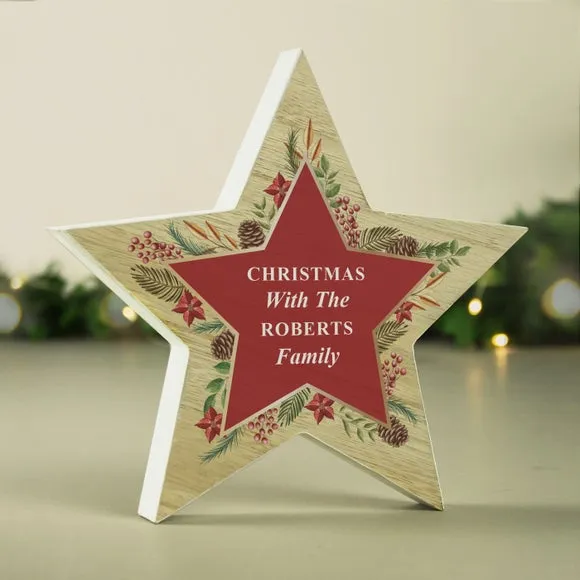 Star Ornament with Personalisation - Natural Wood