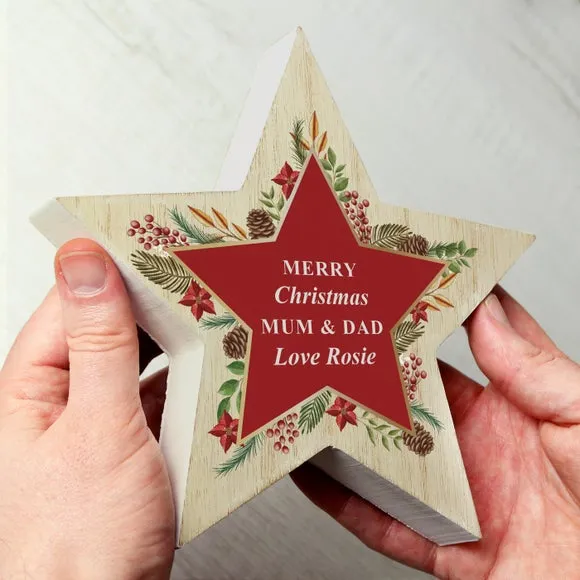 Star Ornament with Personalisation - Natural Wood