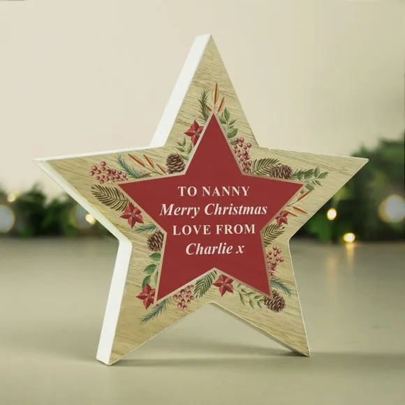 Star Ornament with Personalisation - Natural Wood