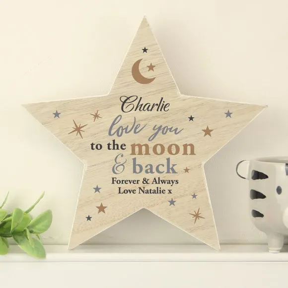 Star Ornament with Personalisation - Natural Wood