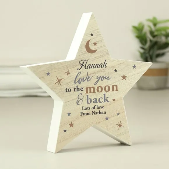 Star Ornament with Personalisation - Natural Wood image