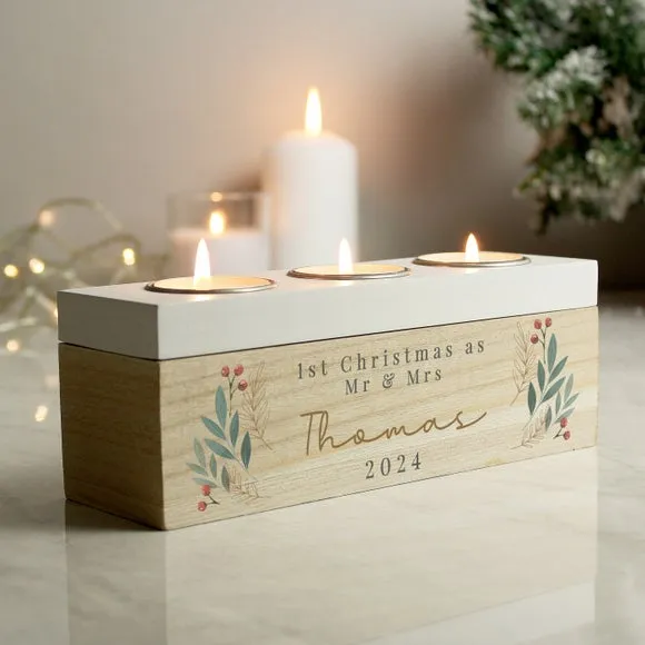 Triple Tealight Holder - Natural, Wood