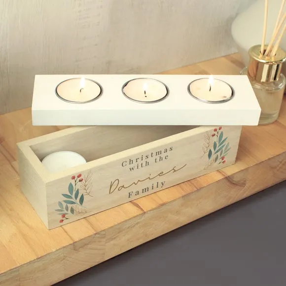 Triple Tealight Holder - Natural, Wood