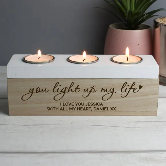 Triple Tealight Storage Box - Natural, Wood image