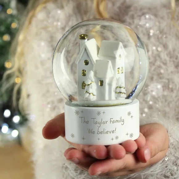 Village Snow Globe with Personalisation - White