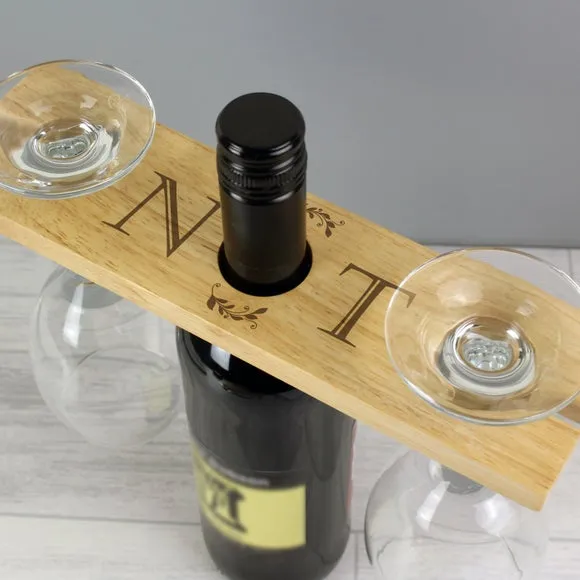 Wine Glass & Bottle Holder - Natural, Wood