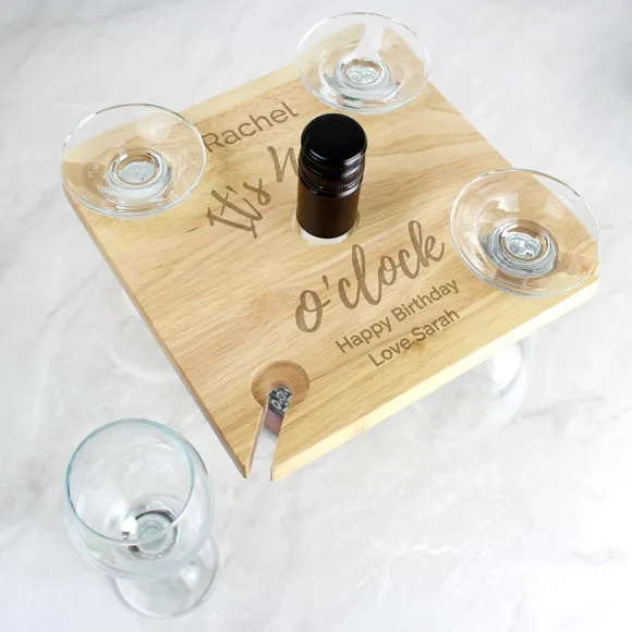 Wine Glass & Bottle Holder - Natural, Wood
