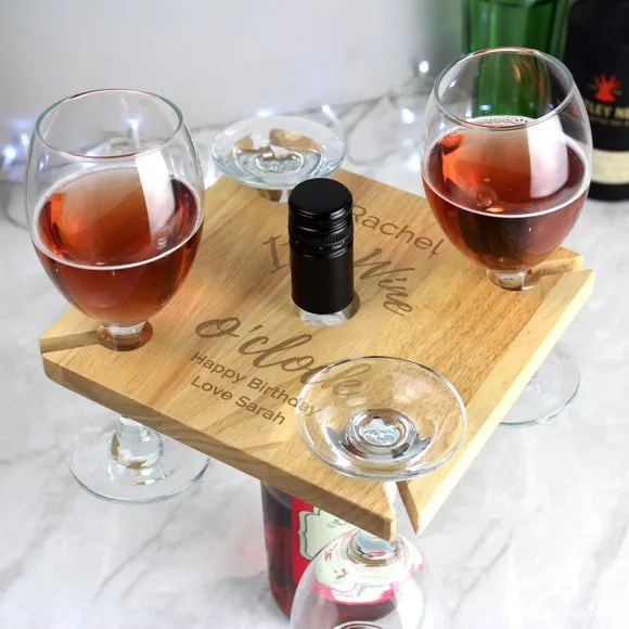 Wine Glass & Bottle Holder - Natural, Wood
