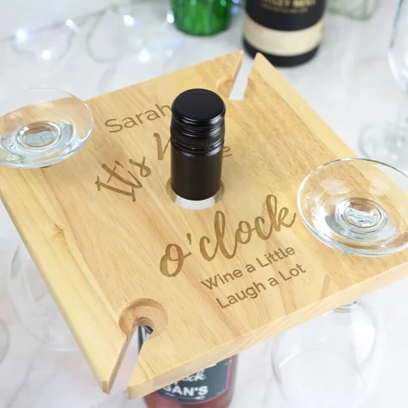 Wine Glass & Bottle Holder - Natural, Wood