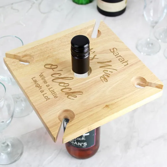 Wine Glass & Bottle Holder - Natural, Wood image