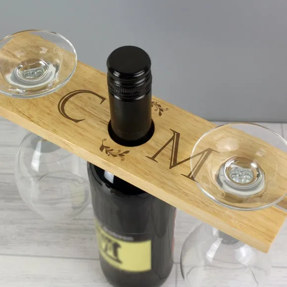 Wine Glass & Bottle Holder - Natural, Wood image
