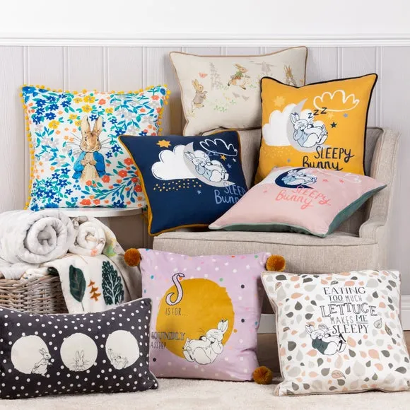 Floral Cushion with Pom-Pom Trim - Multicolor