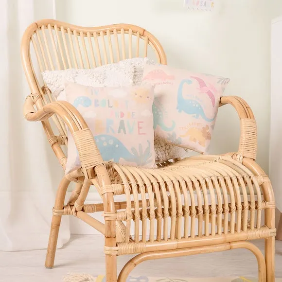 Dinosaur Cushion with Typography - Cream, Cotton image