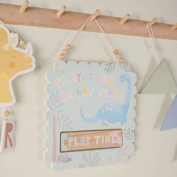 Dinosaur Hanging Plaque - Blue, Wood