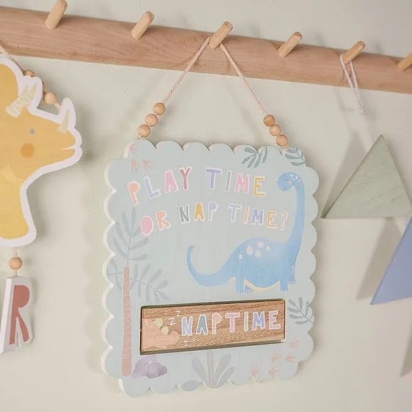 Dinosaur Hanging Plaque - Blue, Wood image