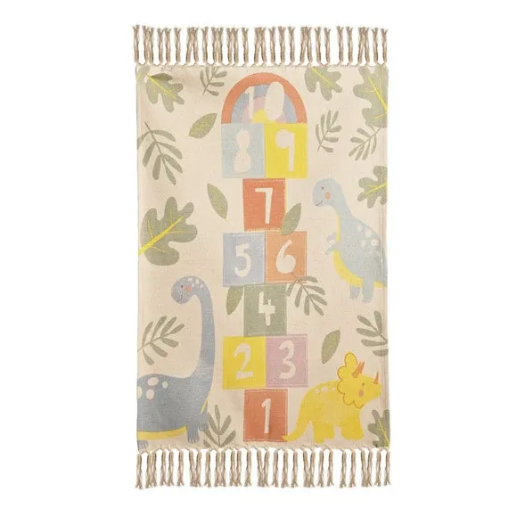 Dinosaur Hopscotch Rug - Multicolor, Cotton