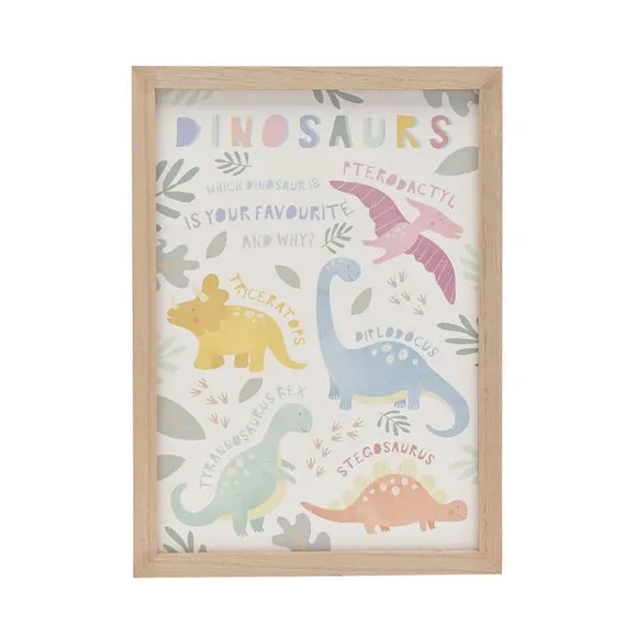 Dinosaur Names Framed Print - White