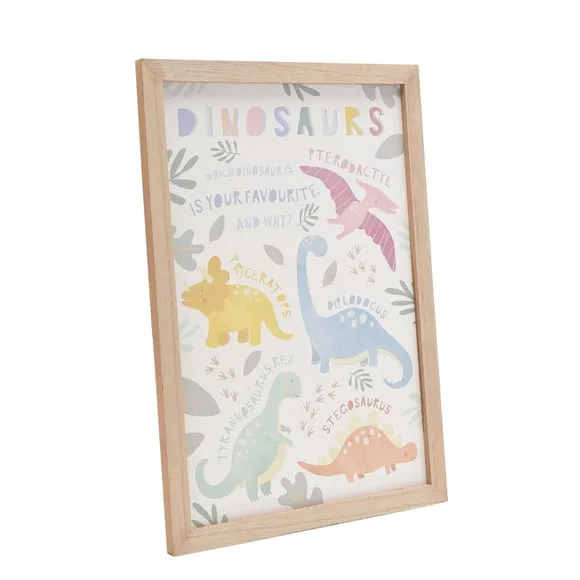 Dinosaur Names Framed Print - White