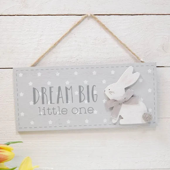 Dream Big Wooden Plaque with 3D Detail - Grey