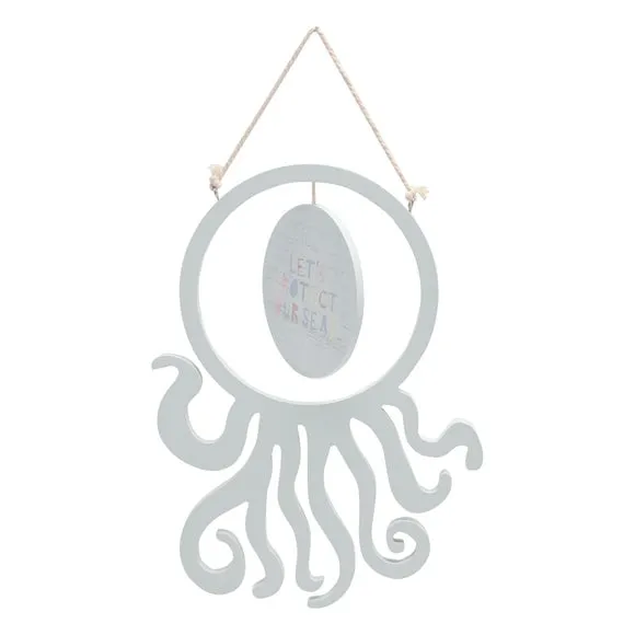 Octopus Hanging Plaque - Blue, Wood