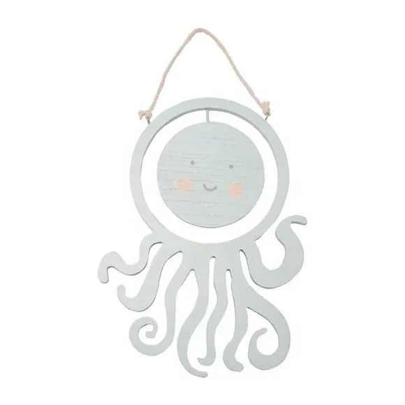 Octopus Hanging Plaque - Blue, Wood image
