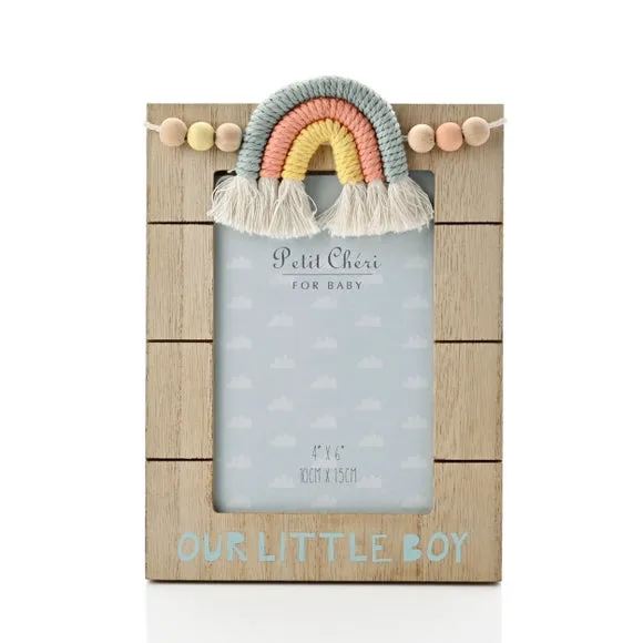 Photo Frame with Macrame Rainbow - Brown, Wood image