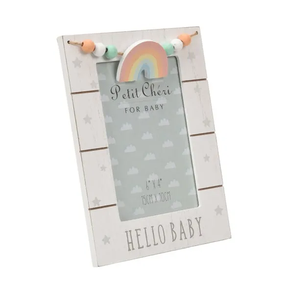 Photo Frame with Rainbow Design - White, Wood