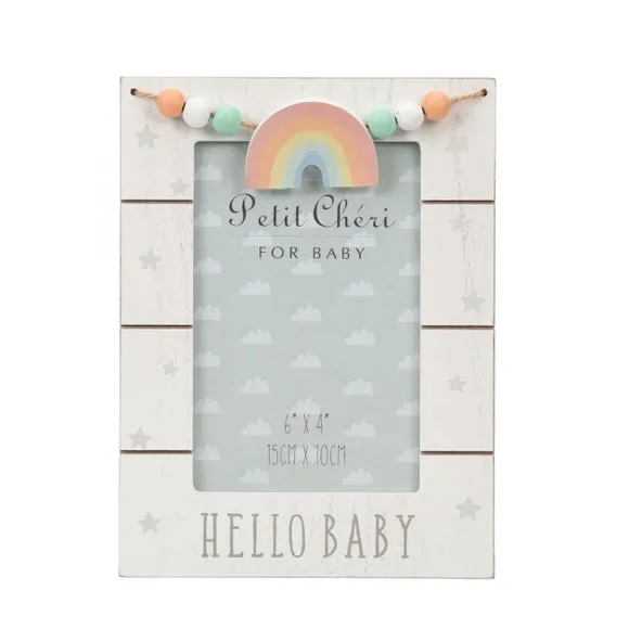 Photo Frame with Rainbow Design - White, Wood image