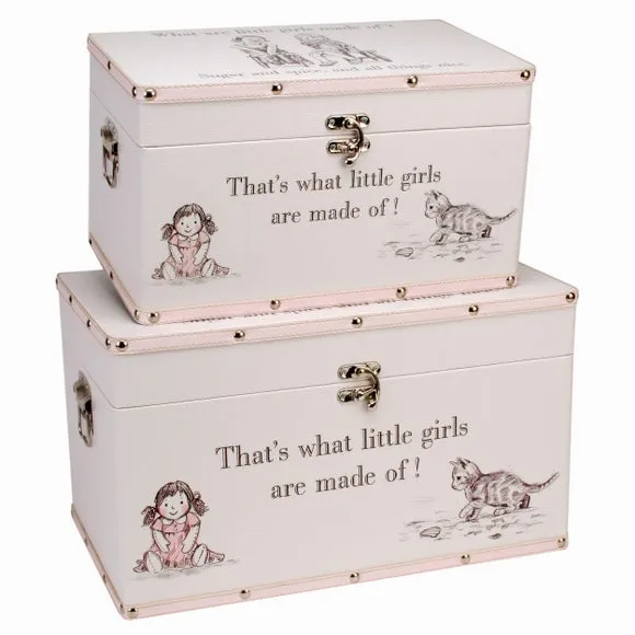 Set of 2 Storage Boxes with Latch - White, Faux Leather image