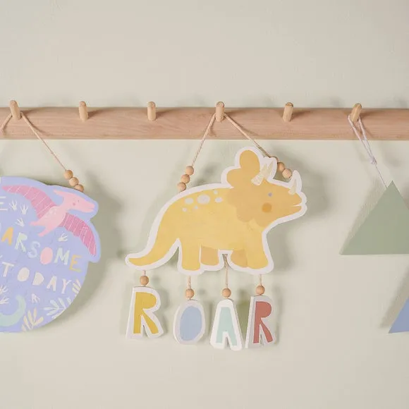 Triceratops Hanging Plaque with Rope - Yellow image