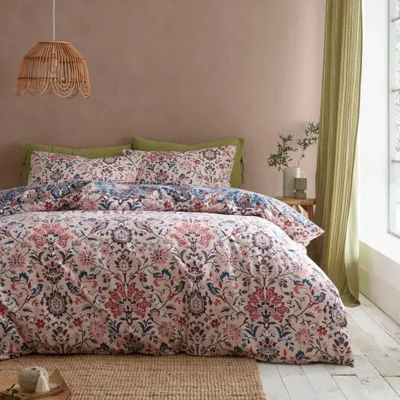 Floral Duvet Cover Set Reversible - Blue, Cotton