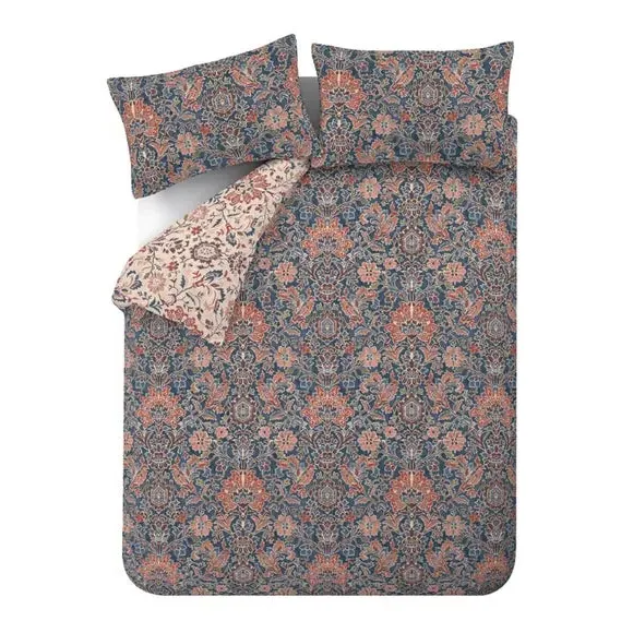 Floral Duvet Cover Set Reversible - Blue, Cotton