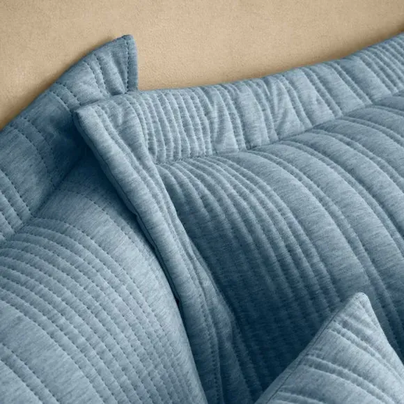 Oxford Pillowcase Pair Quilted - Blue, Jersey