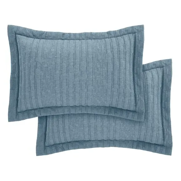 Oxford Pillowcase Pair Quilted - Blue, Jersey